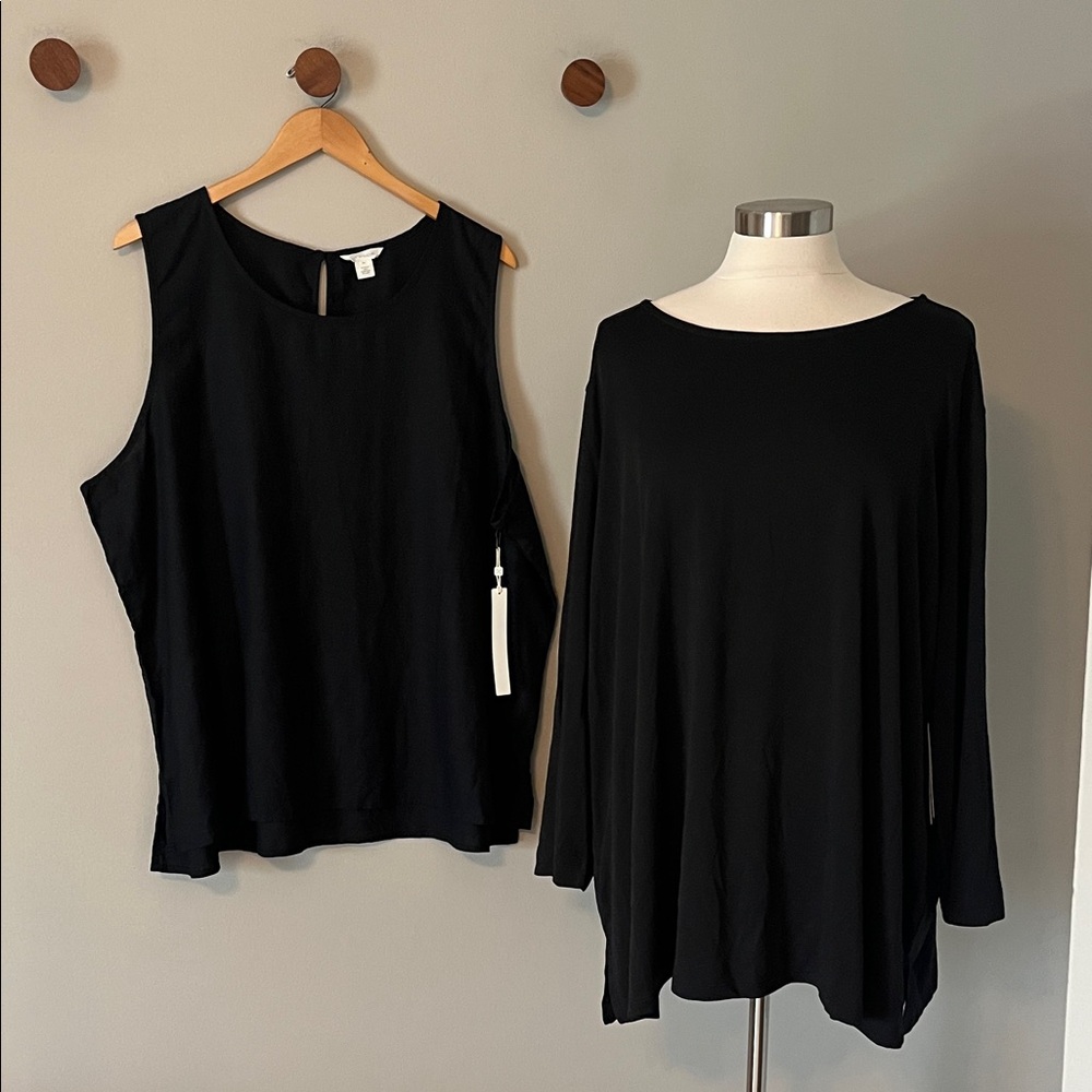 New! Black Tops Bundle of‎ 2 Size 3X Classic Minimalist Wardrobe NWT